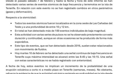 INFORME DEL COMITÉ CIENTÍFICO DEL PEVOLCA RELATIVO A LA CONVOCATORIA EXTRAORDINARIA CELEBRADA HOY 10 DE FEBRERO DE 2026